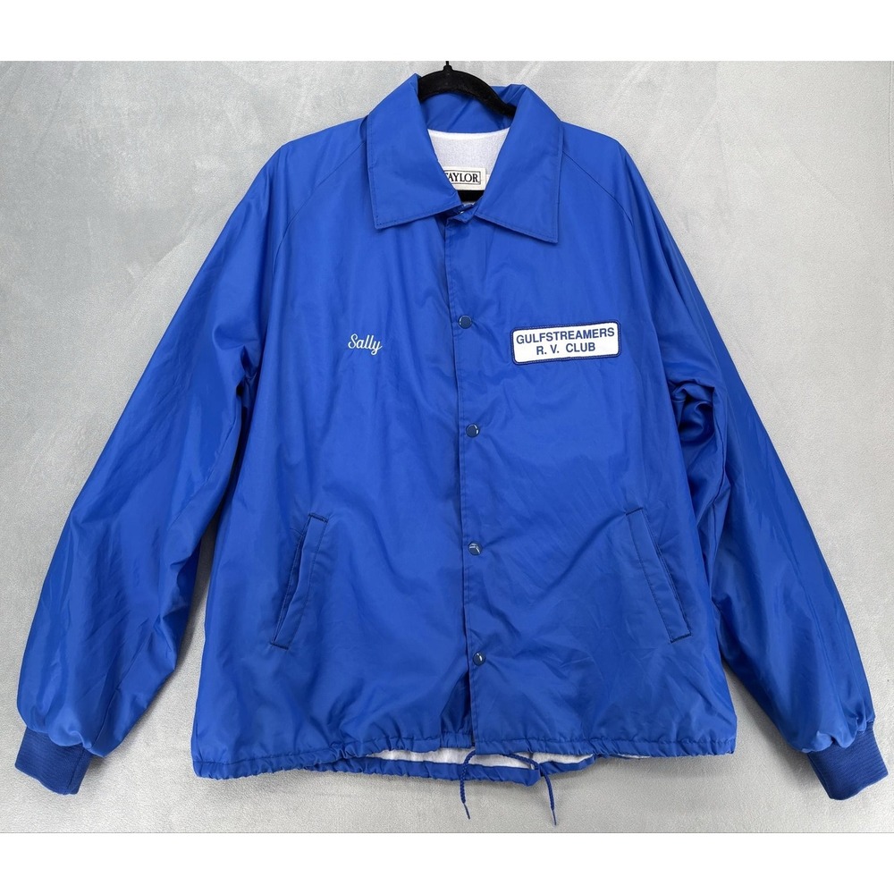 VINTAGE 80s Cobalt Blue Custom XL Coach Jacket Blokecore Gorpcore Streetwear
